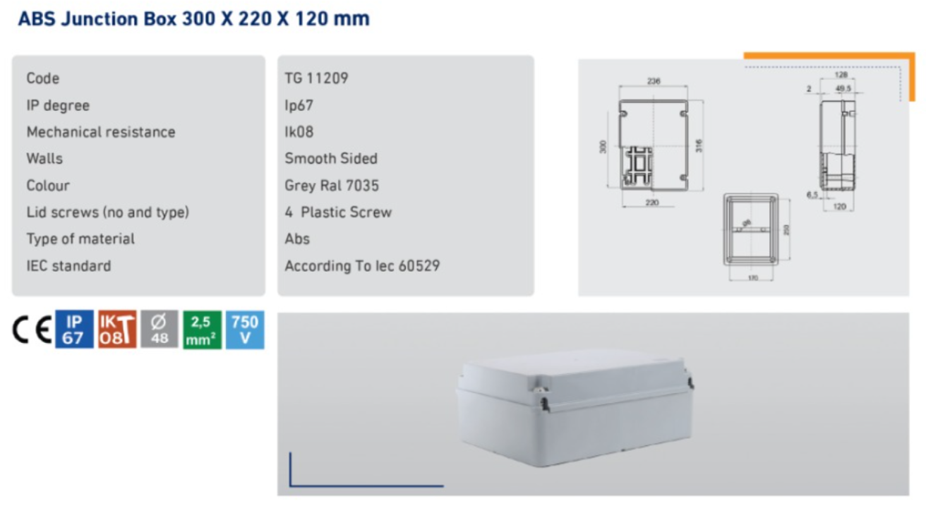 ABS Junction Box 300x220x120 Type 2